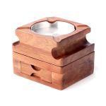 Cigar ashtray with whisky cup holder and drawer
